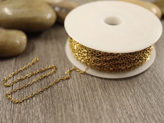 Ankkuriketju, 2x1.5x0.4mm, PVD/ 18K/kulta/ rst, 20m