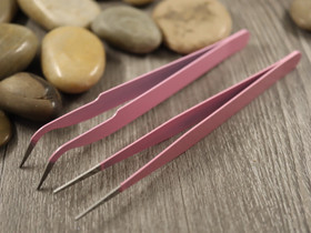 Tarkkuuspinsetti setti, 12cm, vaaleanpunaiset, 1kpl