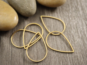 Linkki pisara, 25.5x16.5x0.8mm, 18K/PVD/ kulta/ rst, 1kpl