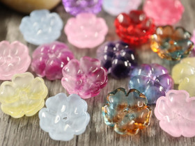 Lasihelmi kukka, 13mm, mix setti, 10kpl