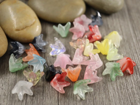 Lasihelmi kukka 12mm, mix setti, 10kpl