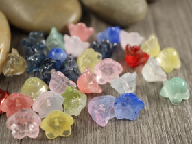 Lasihelmi kukka, 11mm, mix setti, 10kpl