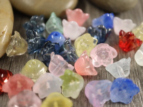 Lasihelmi kukka, 11mm, mix setti, 10kpl