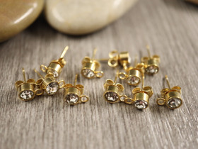 Korvakorutappi lenkillä strassi, 5x16mm, rst, 1pari