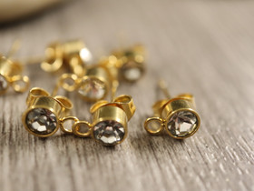 Korvakorutappi lenkillä strassi, 5x16mm, rst, 1pari