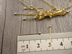 Korupiikki pallopää, 20x0.6mm, 18K/ PVD/ kulta/rst, 50kpl