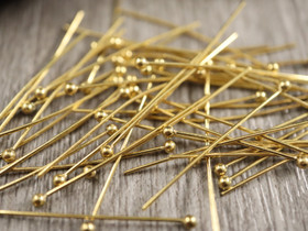 Korupiikki pallopää, 30x0.6mm, 18K/ PVD/ kulta/rst, 50kpl