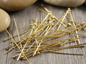 Korupiikki pallopää, 35x0.7mm, 18K/ PVD/ kulta/rst, 50kpl