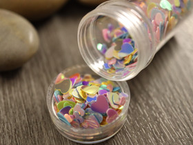 Paljettihile mixsetti sydän, 6.5-7g, 1kpl