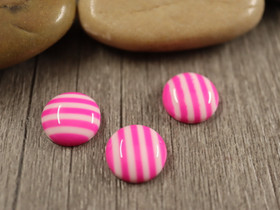 Kapussi raita, 12mm, pinkki-valkoinen, 10kpl