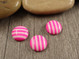 Kapussi raita, 12mm, pinkki-valkoinen, 10kpl