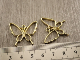 Perhonenriipus/ korukehys,  26x30mm, kulta, 1kpl