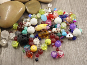 Lasihelmi lajitelma, 2-14mm, mixsetti, 50g
