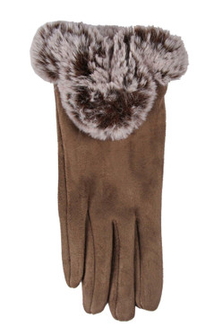 Käsineet karvareunalla taupe