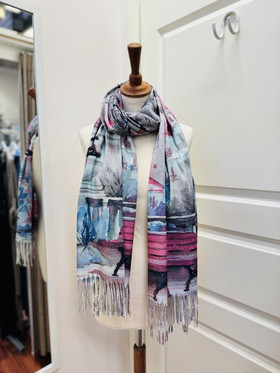 Koirahuivi hapsuilla harmaa