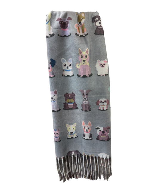 Koirahuivi hapsuilla harmaa