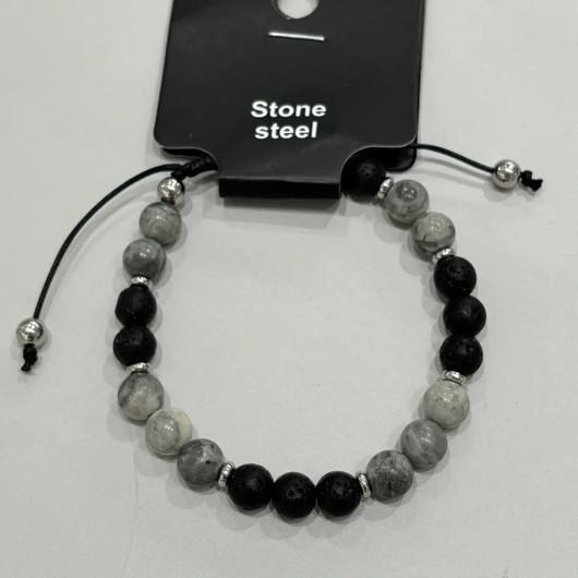 Miesten natural stone rannekoru säädettävä harmaa