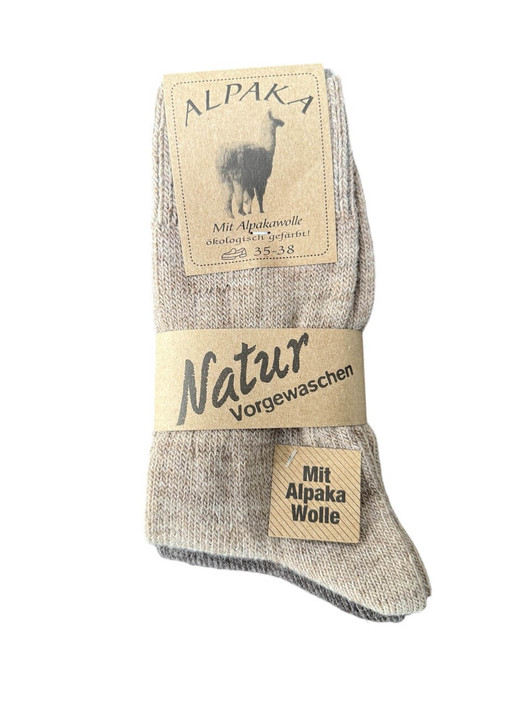 Alpakkasukat 2 paria beige/tummanruskea 35-38