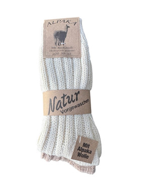Alpakkasukat 2 paria valkoinen/beige 39-42