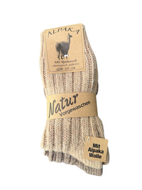 Alpakkasukat 2 paria beige/tummanruskea 35-38