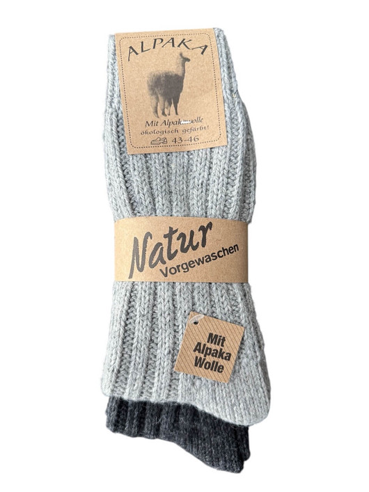 Alpakkasukat 2 paria harmaa/antrasiitti 43-46
