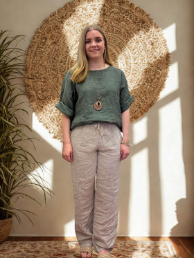 Anne pellavahousut beige