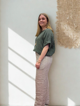 Anne pellavahousut beige