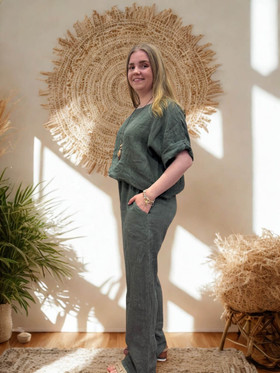 Anne pellavahousut khaki