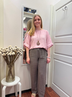 Anne pellavahousut taupe