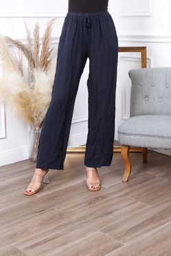 Anne pellavahousut tummansininen