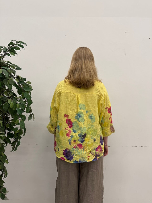 Annikki pellavapaita kukat keltainen