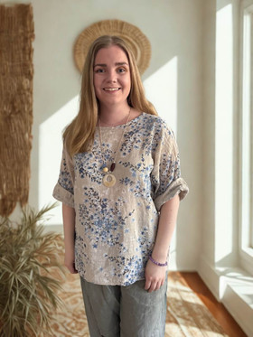 Birgitta paita kukallinen beige + koru