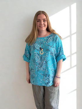 Birgitta paita kukallinen turkoosi + koru