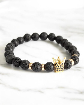 Laavakivi rannekoru kruunu musta