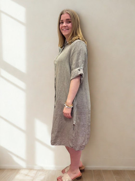 Ella pellavamekko taupe