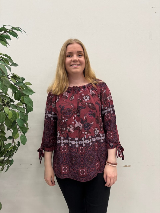 Elli pusero rusettihihoilla burgundi M/L