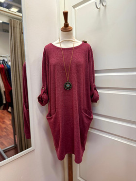 Emma neuletunika + koru burgundi