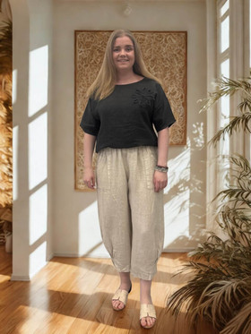 Fiona pellavahousut beige