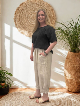 Fiona pellavahousut beige