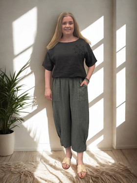 Fiona pellavahousut khaki