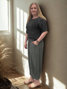 Fiona pellavahousut khaki