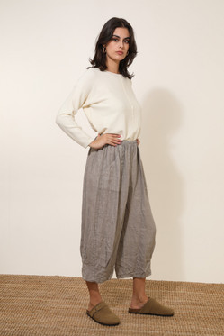 Fiona pellavahousut taupe