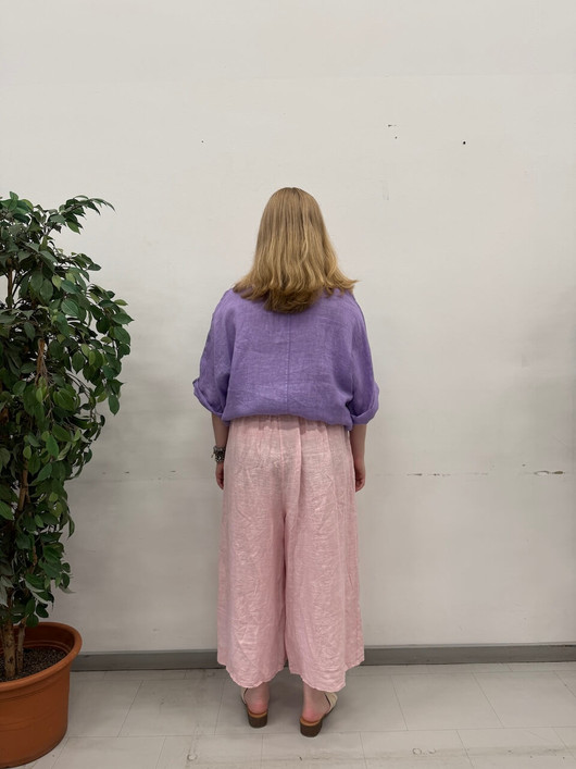 Hilkka pellavahousut vaaleanpunainen