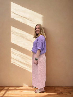 Hilkka pellavahousut vaaleanpunainen