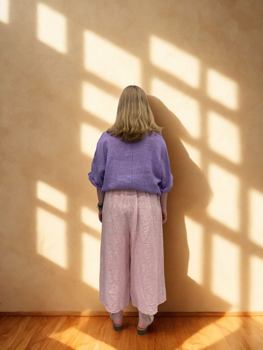 Hilkka pellavahousut vaaleanpunainen