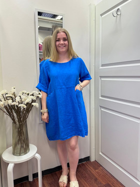 Isla pellavatunika sininen