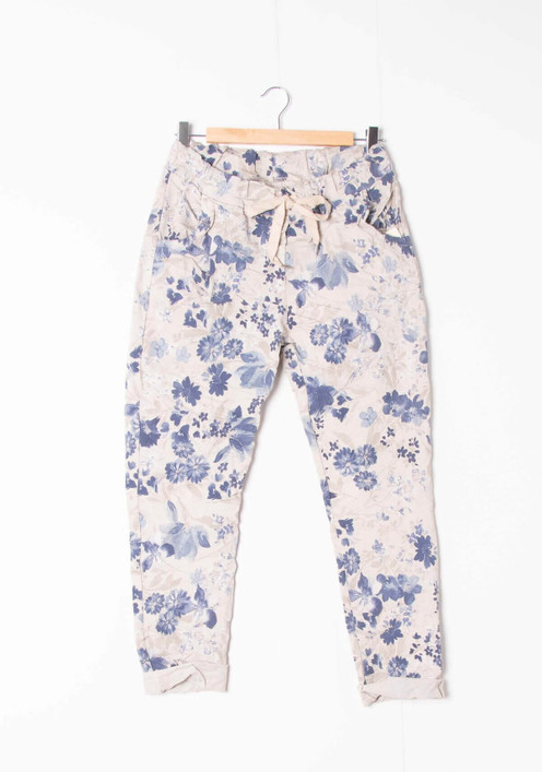 Joggerit 38-42 flower farkunsininen