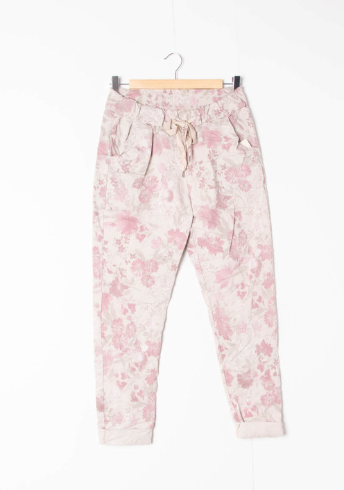 Joggerit 38-42 flower vaaleanpunainen