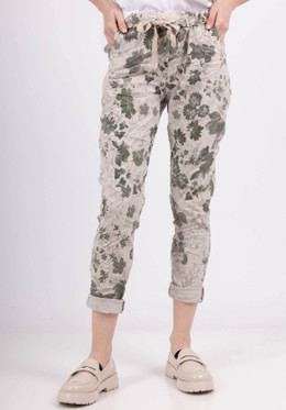 Joggerit 38-42 flower khaki