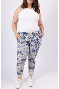 Joggerit flower sininen 46/48
